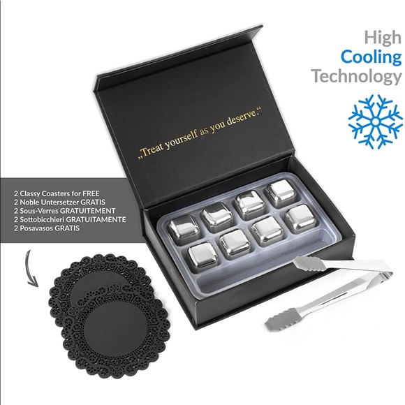 BRAND NEW STAINLESS STEEL WHISKEY STONE SET - Picture 2 of 5